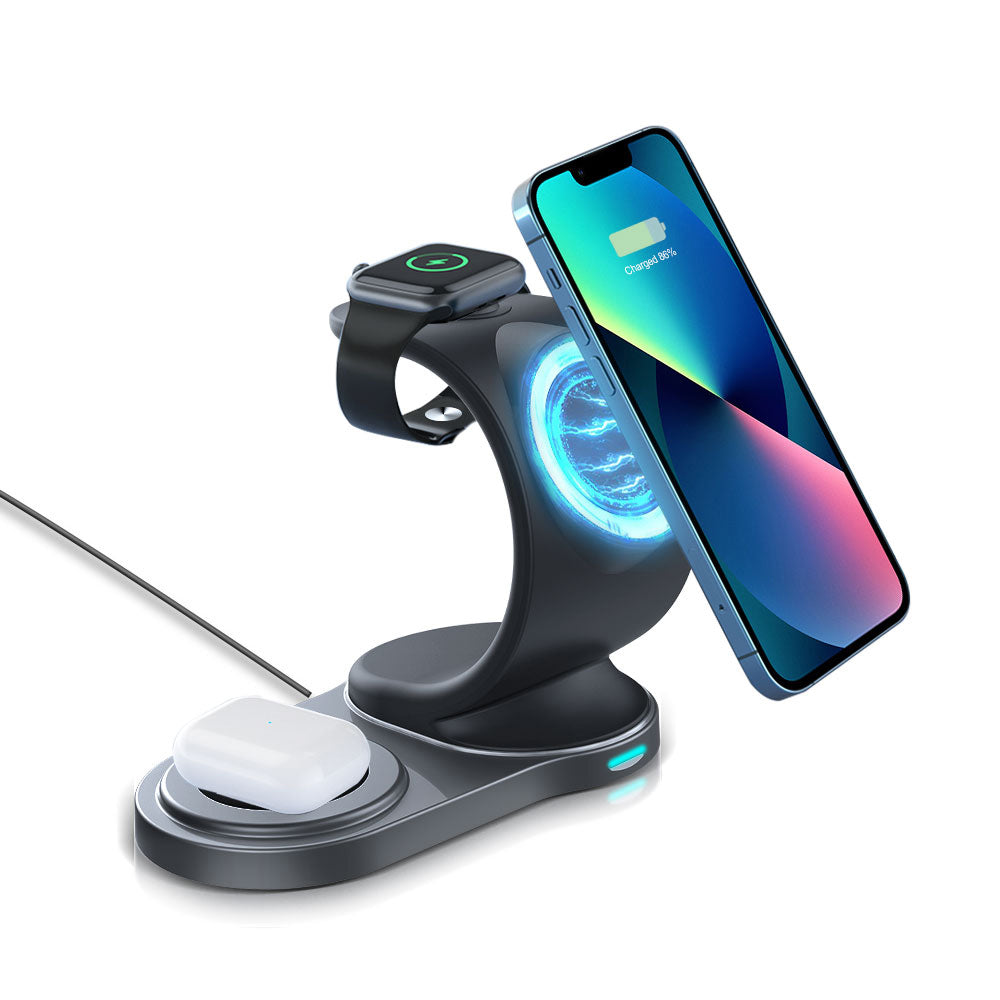 Cargador Inalámbrico 3 en 1 Estación de Carga Rápida para iPhone 14/13/12 Pro Max Mini, Apple Watch y Airpods Pro 3