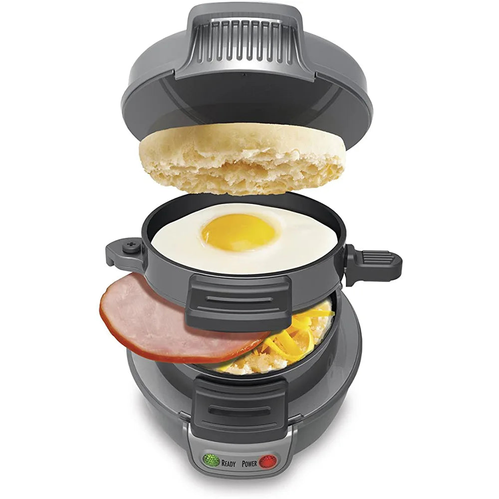 Máquina de Desayuno para el Hogar: Sandwichera para Hamburguesas con Anillo para Cocinar Huevos, Máquina para Sandwiches de Pan, y Waflera