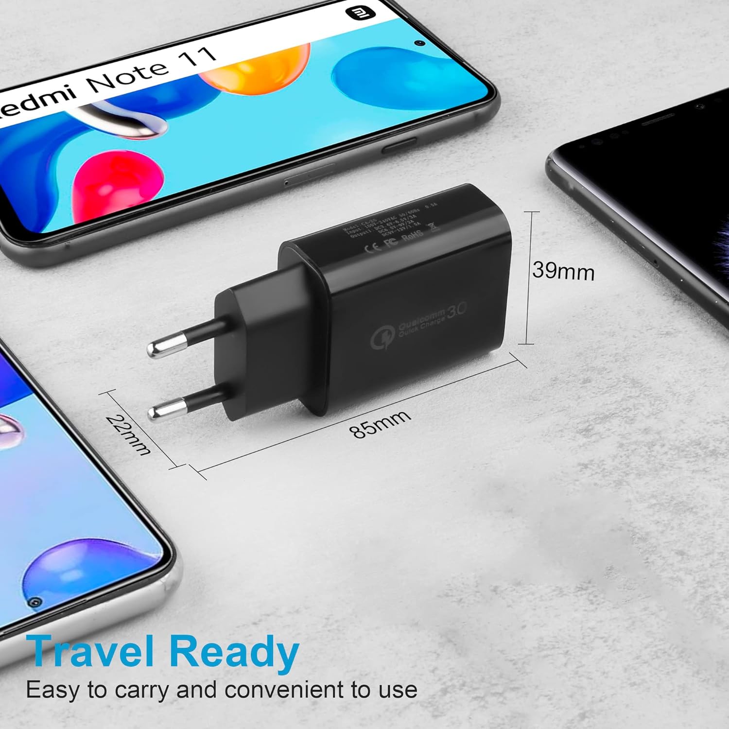 Adaptadores de Corriente Raugee 18W Carga Rápida 3.0 Cargador Rápido USB Adaptador de Energía para Teléfonos Celulares Samsung iPhone