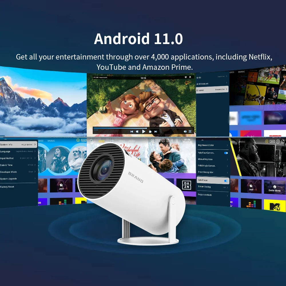 PROGAGA HY300 Mini Proyector Android 11 WIFI6 BT5.0 1280*720P Home Theater Pantalla TV Proyector Exterior Portátil