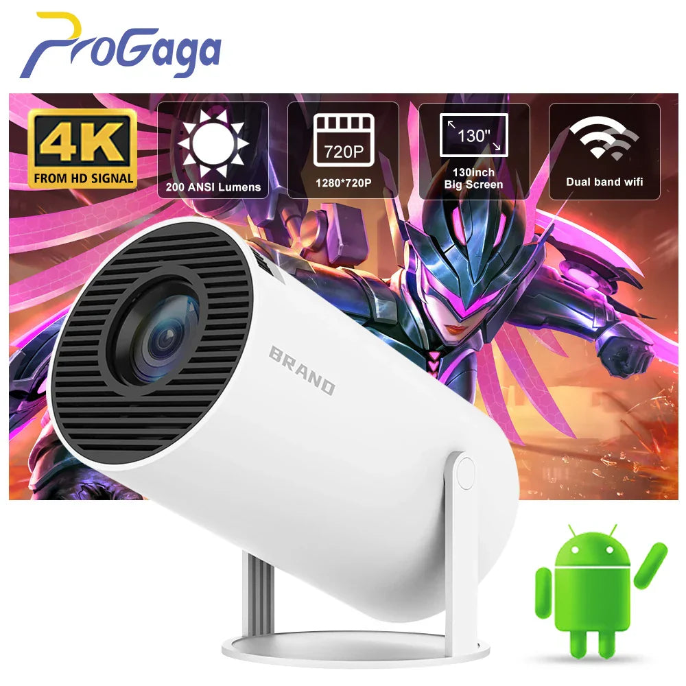 PROGAGA HY300 Mini Proyector Android 11 WIFI6 BT5.0 1280*720P Home Theater Pantalla TV Proyector Exterior Portátil