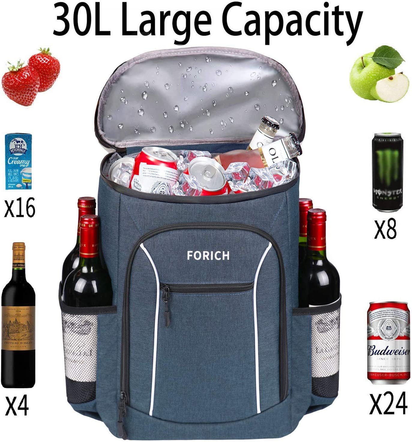 Mochila Térmica Aislada: Ligera, Impermeable, Capacidad para 30 Latas - Perfecta para Almuerzo, Picnic, Playa, Camping y Excursiones de un Día