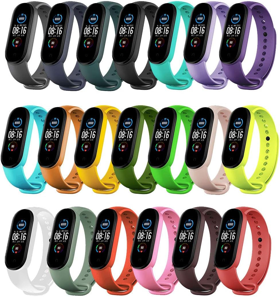 Correas de Repuesto Compatibles con Xiaomi Mi Band 6/Mi Band 5/Amazfit Band 5, Pulseras de Silicona Suave, Correas Deportivas Ajustables para Mujeres y Hombres